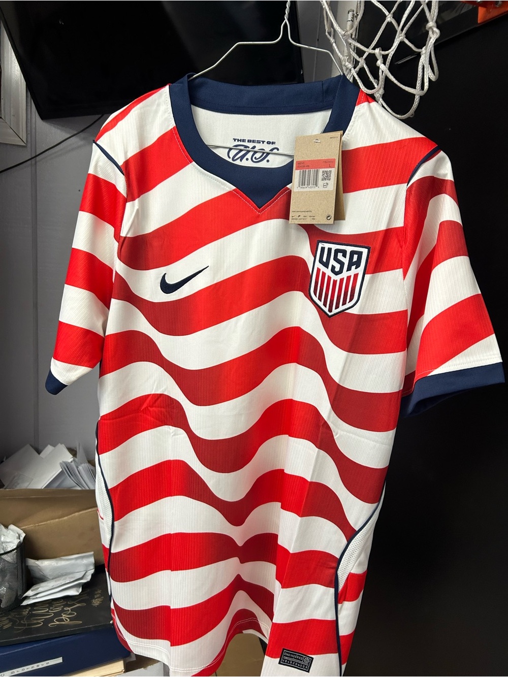 Nike Red & White USA Wave Stripe Soccer Jersey - Picture 9 of 10